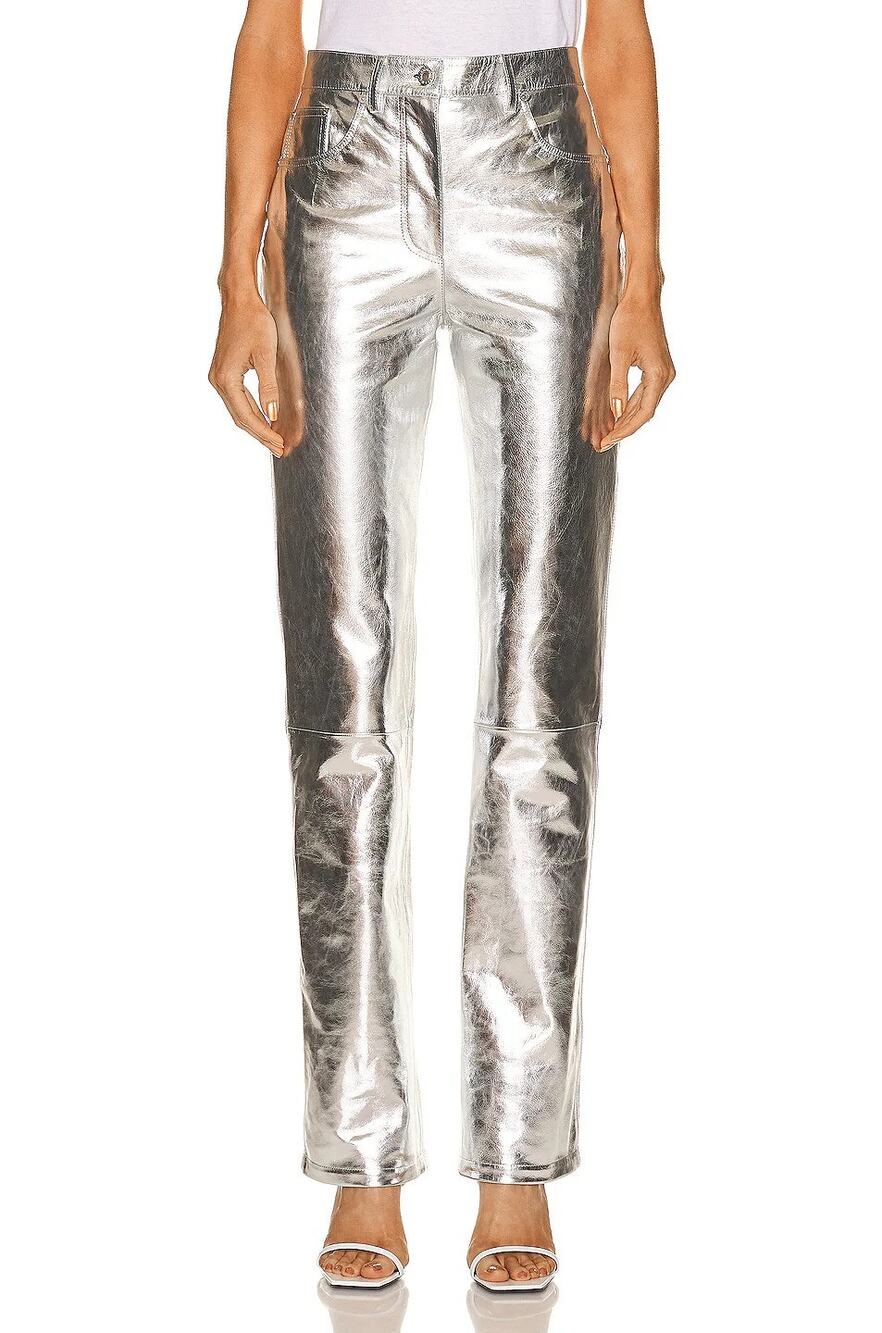 Helmut Lang Mirror Crinkled Leather Pants Metallic Futuristic Matrix Party NYE 0